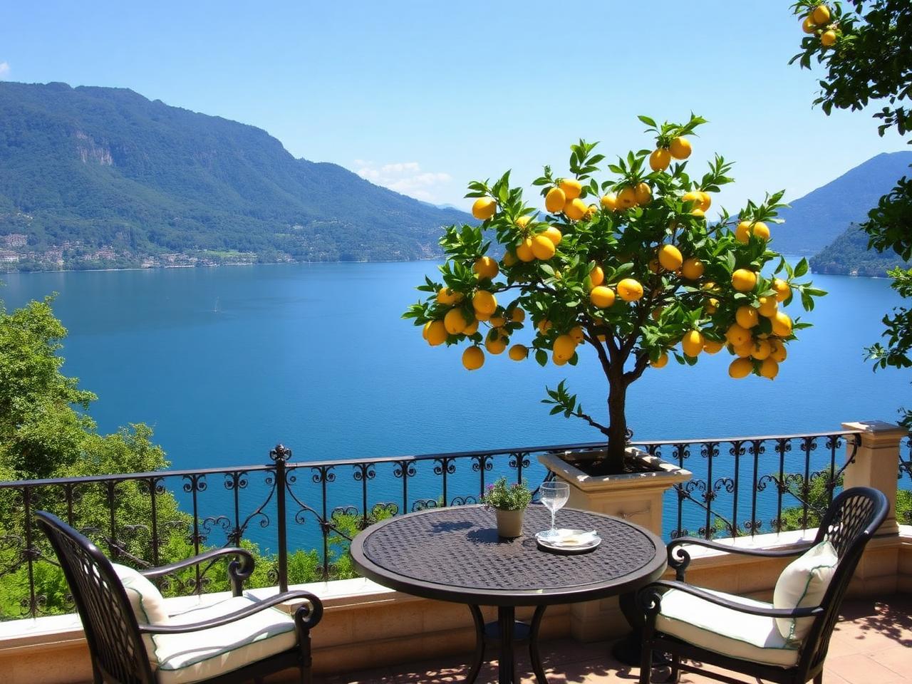 Lacul Como, o vilă cu lămâi pe terasă